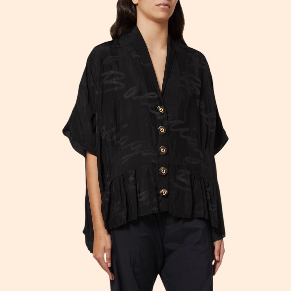 Balenciaga Black Button-Down Short-Sleeve Shirt